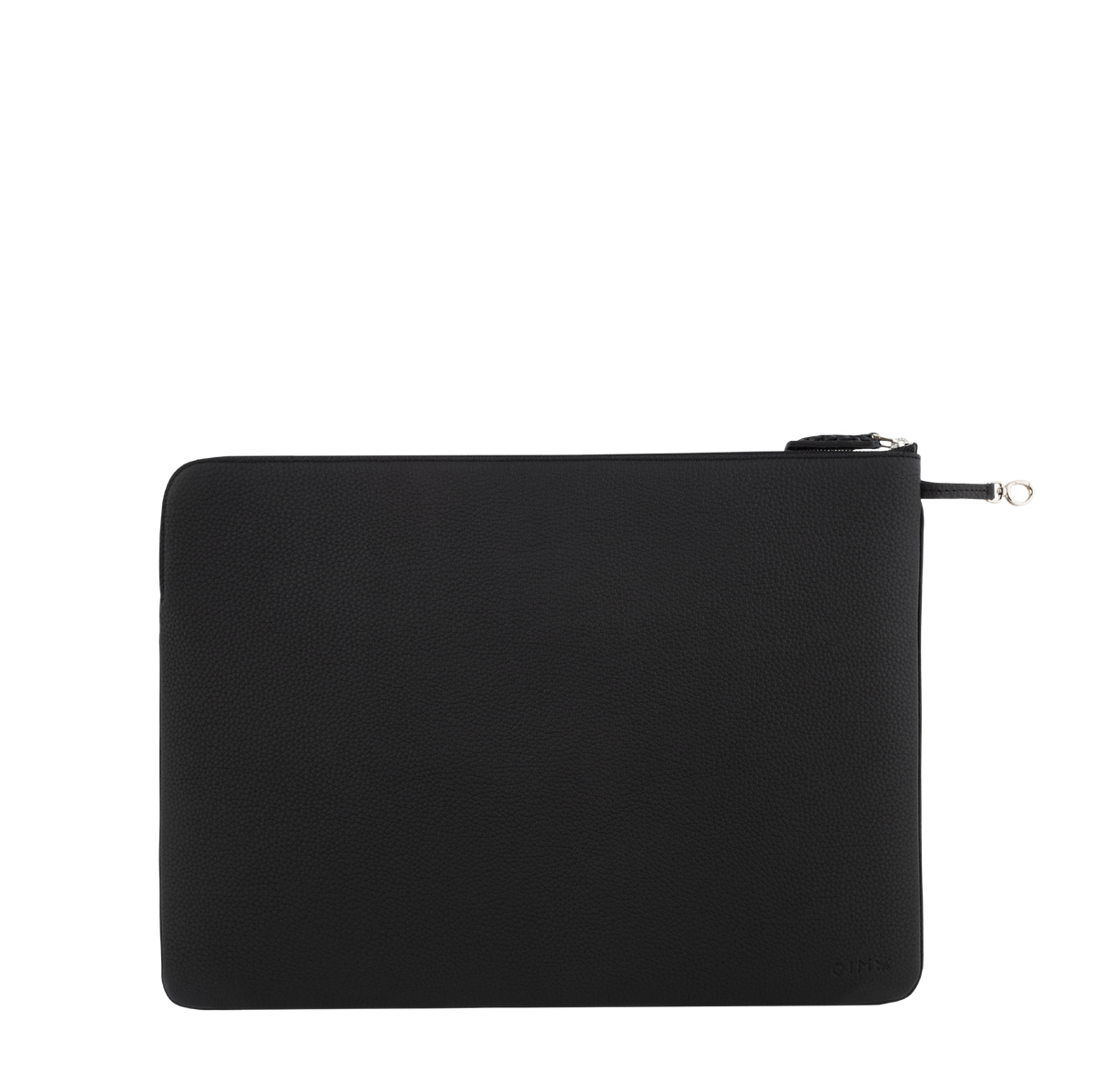 Black pouch with a zipper on a white background